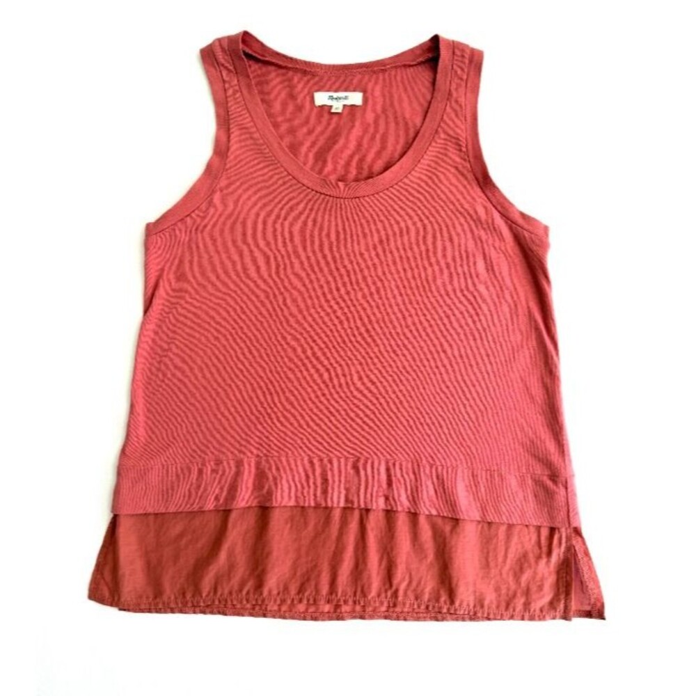 Madewell XS Coral Cotton Silk High Low Tank Top